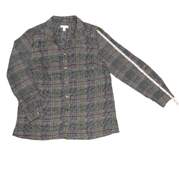 Charter Club Women's Houndstooth Plaid Button Down Blouse Size L Workwear Chic - Picture 8 of 10